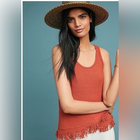 Anthropologie, Akemi + Kin terracotta color fringe sweater size small - Picture 2 of 4